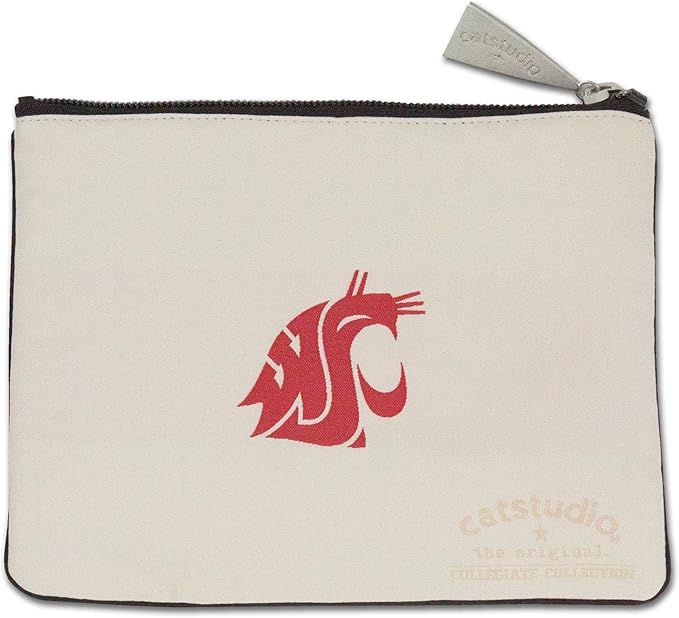 Catstudio Collegiate Zipper Pouch, Washington State University Travel Toiletry Bag, Ideal Gift for Alumni, Makeup Bag, Dog Treat Pouch, or Travel Purse