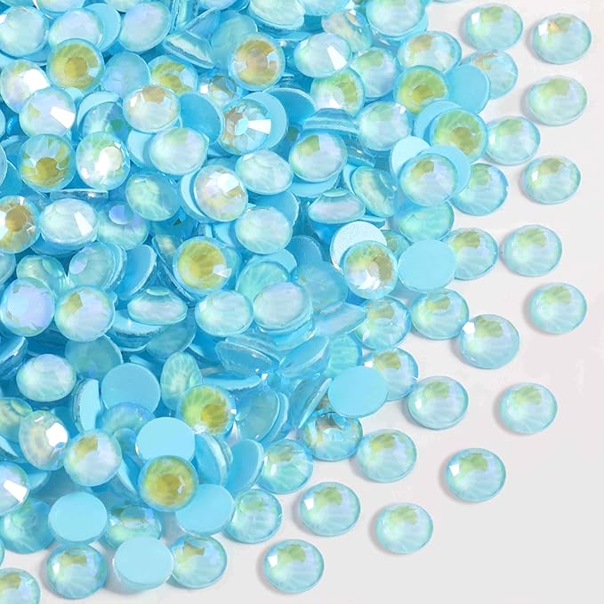 Beadsland 1440pcs Flat Back Crystal Rhinestones Round Gems for Nail Art and Craft Glue Fix, Luminous Blue, SS20,4.6-4.8mm