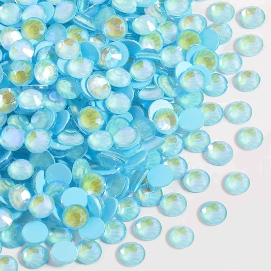 Beadsland 1440pcs Flat Back Crystal Rhinestones Round Gems for Nail Art and Craft Glue Fix, Luminous Blue, SS20,4.6-4.8mm