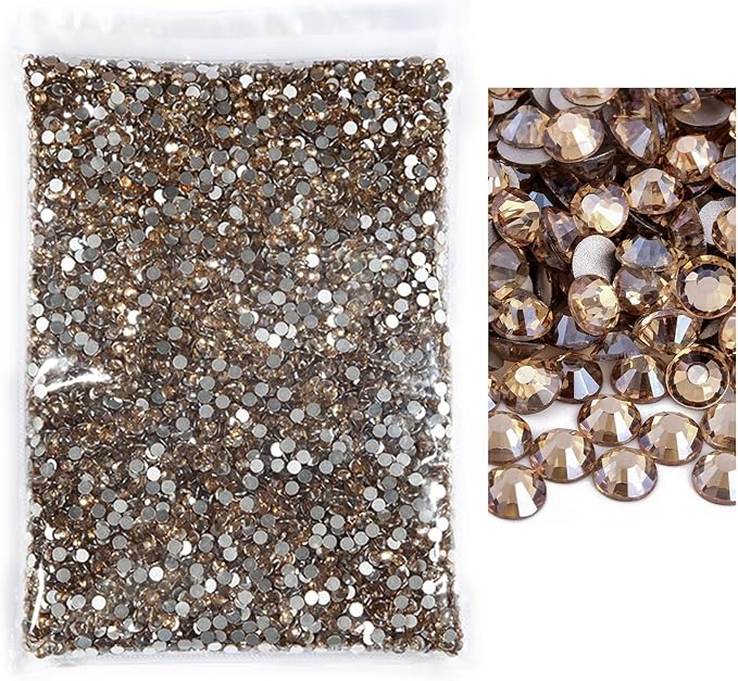 Blinginbox Flatback Rhinestones Bulk,14400pcs Crystal Round Loose Gemstones Glass Rhinestones for Crafts Makeup Nail Art Clothes Shoes DIY Decorations(SS20,4.6-4.8mm,Golden Champagne)