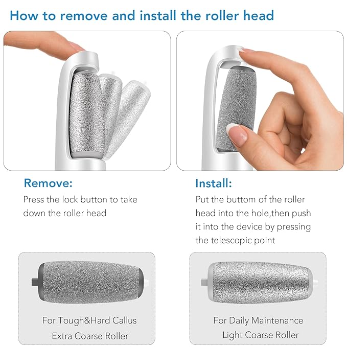 Electric Callus Remover for Feet, Professional Pedicure Kit Foot Scrubber for Dry, Dead, Cracked, Hard Skin, at Home Feet Spa Care Kit for Men & Women (Cold White)