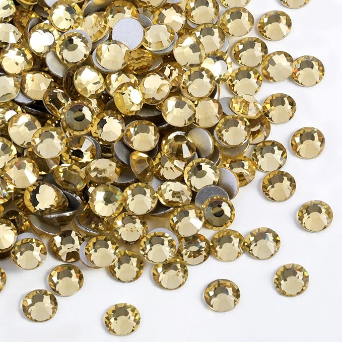 Beadsland 1440pcs Flat Back Crystal Rhinestones Round Gems for Nail Art and Craft Glue Fix, Jonquil, SS20, 4.6-4.8mm