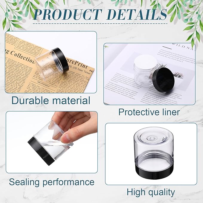 Tanlade 40 Pcs 2 oz Plastic Jars with Lids Round Clear Cosmetic Containers Refillable Container Jars for Lotion, Cream, Ointments, Makeup, Eye Shadow, Rhinestone, Samples, Powder, Beauty Products