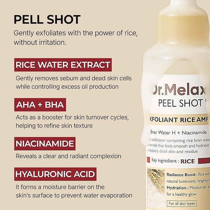 Peel Shot Glow White Rice Peeling Ampoule, Soft Exfoliating Face and Body Scrub Dead Skin Cells Remover for All Skin Types korean skin care 80ml