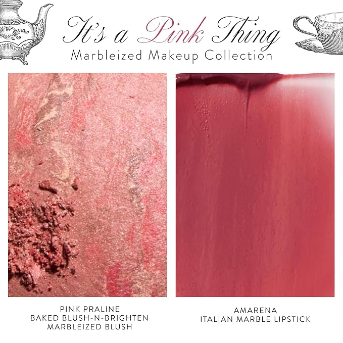 LAURA GELLER NEW YORK It's a Pink Thing Marbleized Makeup Collection - Limited Edition Blush & Lipstick Gift Set - Marbleized Baked Blush & Hydrating Lipstick - Perfect for Mother's Day Gifting