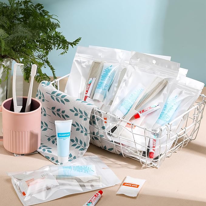 48 Sets Basic Toiletry Kits Homeless Care Package Supplies Personal Hygiene Kits Bulk Include Disposable Toothbrush Toothpaste 30 Ml Shampoo Comb Bath Soap for Women Men Travel Charity Hotel