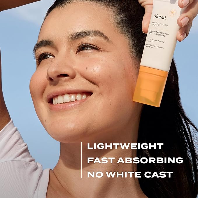 Murad Superactive Brightening Moisturizer SPF 50 Travel - Vitamin C Packed Hydrating Ulta Sheer Facial Sunscreen W/Lipid-boosting Technology for Preventative Aging Protection from UVA/UVB (1.7 Fl Oz)