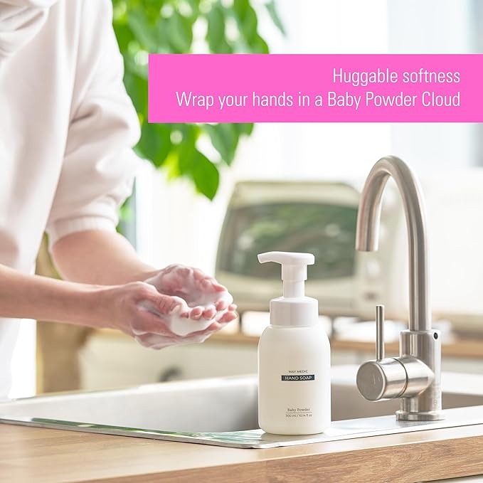 Baby Powder Double Scented Foaming Hand Soap, Moisturizing Foam with Fig and Pomegranate Extract, Vegan Wash for Bathroom and Kitchen, 10.14 fl oz (1)
