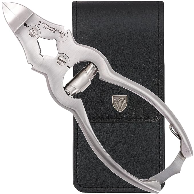 3 Swords Germany – Big Toe Nail NIPPERS - Extra Strong Toe Nail NIPPERS for Cutting Strong, Thick or ingrown Toe Nails - Stainless Steel Pedicure Tool with Synthetic Leather case