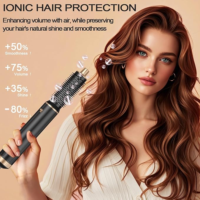 5-in-1 Hair Dryer Brush Set, Hot Air Curling Brush, Straightening Brush, Volumizing Brush