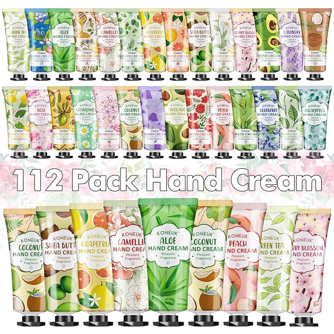 112 Pack Moisturizing Hand Cream Set, Mothers Day Gifts, Bulk Hand Lotion Travel Size for Dry Cracked Hands, Mini Hand Cream for Teacher Appreciation Gifts, Nurses Week Gifts and Bridal Shower Gifts