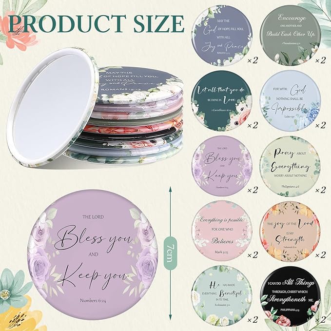 60 Pcs Christian Gifts for Women Religious Gifts Include 20 Canvas Makeup Bags 20 Bible Verse Mini Mirror 20 Inspirational Bible Keychains Church Favors for Women Mother Sister