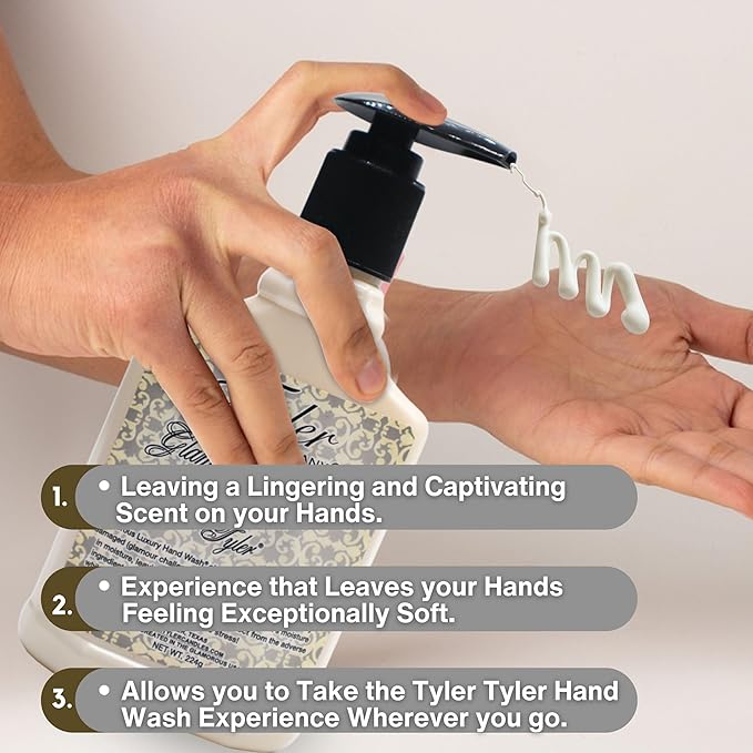 Worldwide Nutrition Bundle: Tyler`s Tyler Scent Glamorous Hand Wash - Scented Pump Bottles for Luxury Skin Care - 1 Pack, 8 Oz Moisturizing Hand Wash Soap with Multi-Purpose Key Chai