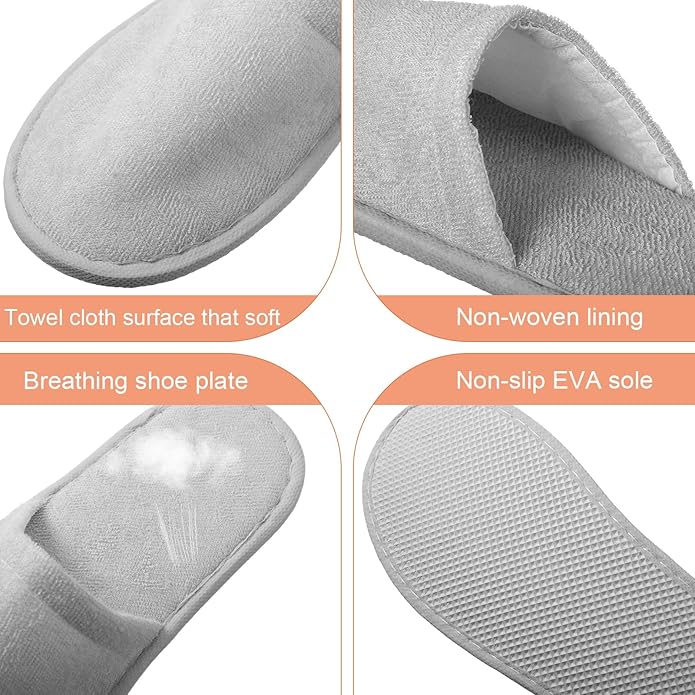 Geyoga 24 Pairs Disposable Slippers for Guests Bulk 2 Size Cotton Hotel Spa House Slippers for Graduation Wedding Party Shoeless Home Travel Individually Wrapped