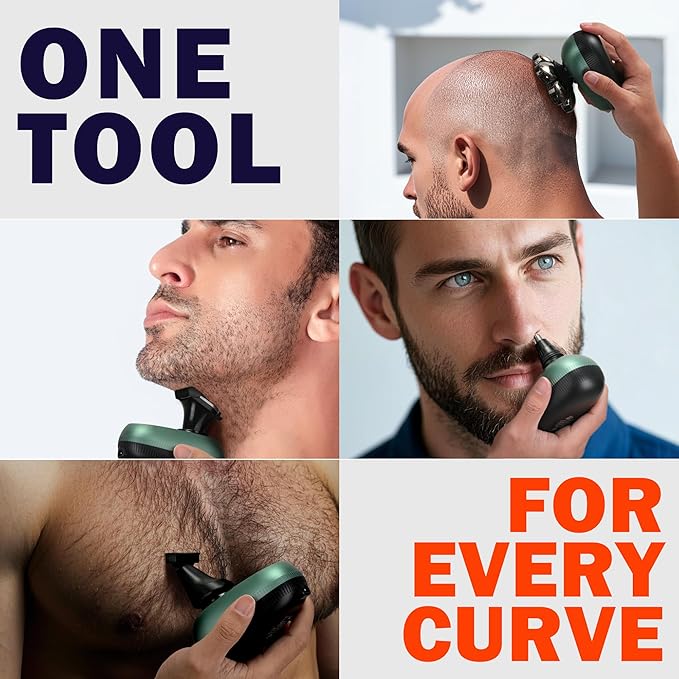 7D Head Shavers for Bald Men - Toncoke Detachable Electric Razor Grooming Kit with Nose Hair Trimmer, IPX6 Waterproof Wet Dry Use LED Display USB-C Rechargeable 6-in-1 Rotary Shaver for Smooth Shaving