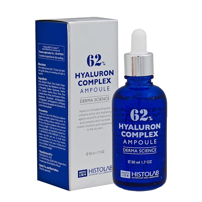 62% Hyaluron Complex Korean Beauty Serum – Deep Hydration & Anti-Aging Ampoule for Dry Skin – Reduces Wrinkles & Boosts Elasticity with Snail Filtrate & Rose Water