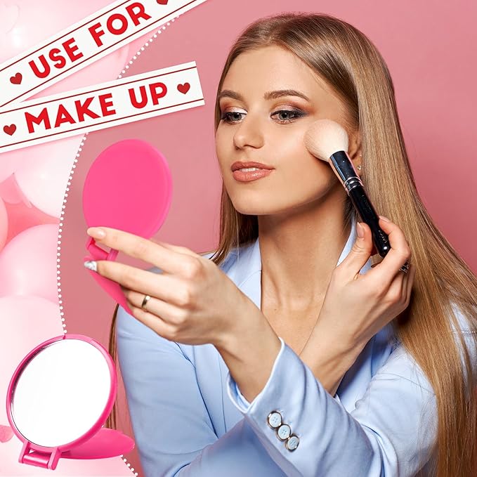 Weysat 48 Pcs Bulk Compact Mirror for Women Gift Pink Pocket Purse Multicolor Mini Mirror Gifts Stuffer for Wife Lover(White, Pink, Rose Red)