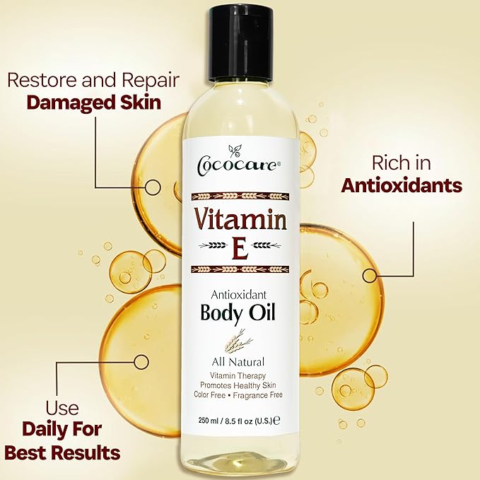 Cococare Natural Vitamin E Antioxidant Body Oil - Vitamin Therapy for All Skin Types - 8.5 fl oz