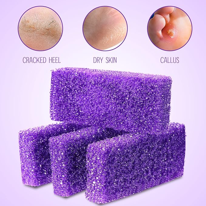 Batiyeer 600 Pcs Pumice Stone Bulk for Feet Scrubber Dead Skin Disposable Pedicure Pumice Stone Foot Shower Scrubber for Heel Cuticle Callus Remover Bath Spa,3.15 x 1.34 x 0.47 Inch(Purple)