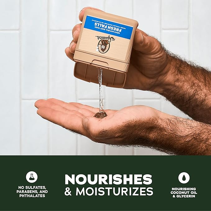 Dr. Squatch NEW Body Wash for Men with Nourishing, Natural Ingredients | No Paraben, Phthalate, Sulfate | All Day Moisturization | Wood Barrel Bourbon, Fresh Falls & Coconut Castaway (8 oz, 3-Pack)