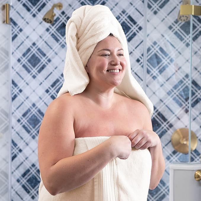 Aston & Arden Anatolia Turkish Bath Towels - Pack of 2-100% Ring Spun Cotton, Soft Plush Absorbent, 600 GSM Low Twist Weave, Premium Towel for Hotel, Spa, Bathroom, 30 x 60 in, Tusk Ivory