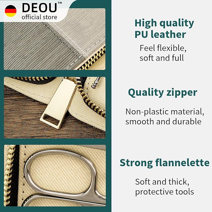 DEOU Manicure Sets Nail Clippers Stainless Steel Manicure and Pedicure kit Girls Professional Nail Files and Men's Grooming Scissors Tools for Home Personal Care or Gifts (Gray)