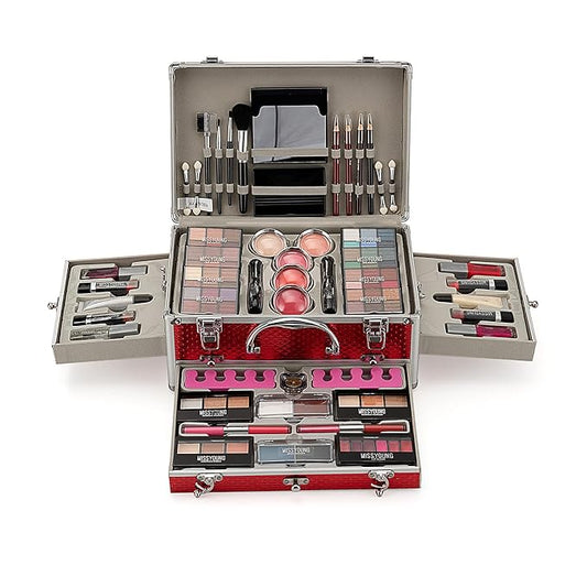 Pure Vie All-in-One Holiday Gift Makeup Set Cosmetic Essential Starter Bundle Include Eyeshadow Palette Lipstick Concealer Blush Mascara Eyeliner Face Powder Lipgloss Brush - Makeup Full Kit for Women