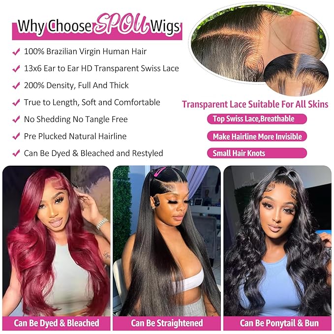 28 Inch 13x6 Lace Front Wigs Human Hair Pre Plucked 200 Density Body Wave HD Lace Front Wigs Human Hair Body Wave Frontal Glueless Wigs Human Hair with Baby Hair