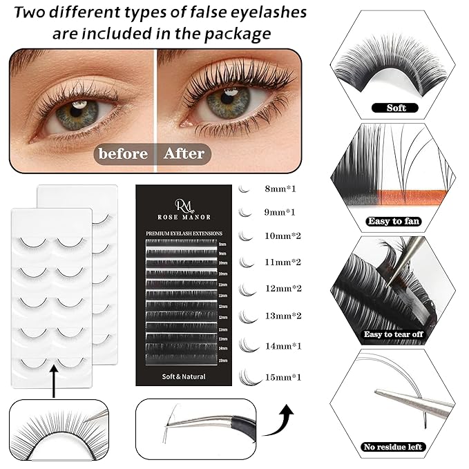 Lash Eyelash Extension Kit, Lash Kit for Eyelash Extension Beginners, with Mannequin Head, Individual Lash Glue, Eyelash Remover, Fan, Lash Extension Supplies Tools for Practice Training