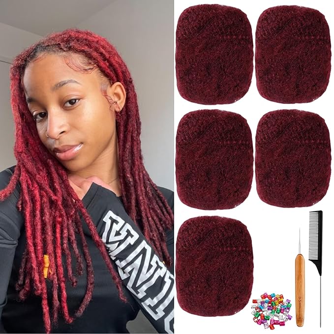 Afro Kinkys Bulk Human Hair for Dreadlock Extensions,Repair Locs, Twists and Braids, 5 Packs 150 Gram Each Package 100% Human Hair Afro Kinky Bulk Can be Dyed and Bleached (99J# 8inch)