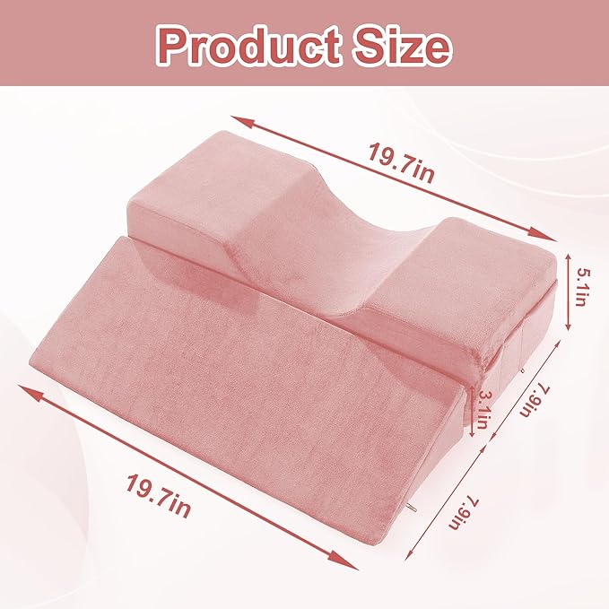 BALAPET Lash Pillows for Eyelash Extensions Ergonomic and Comfortable Velvet Foam Eyelash Pillow for Neck and Back Support Pillow Side Pockets can be Placed Tools,Easy to Graft Eyelashes(Pink)