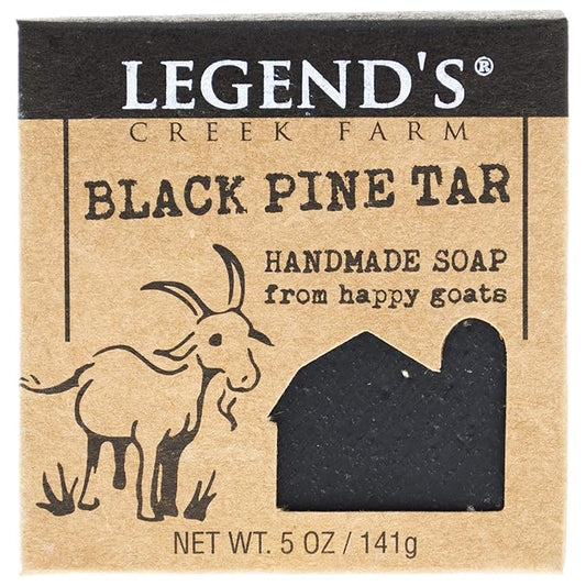 Legend's Creek Farm Goat Milk Soap - Cleansing Moisturizing Soap Bar for Hands and Body - 5 Oz Creamy Lather, Nourishing, Gentle Natural Soap for Sensitive Skin (Black Pine Tar, Pack of 1)
