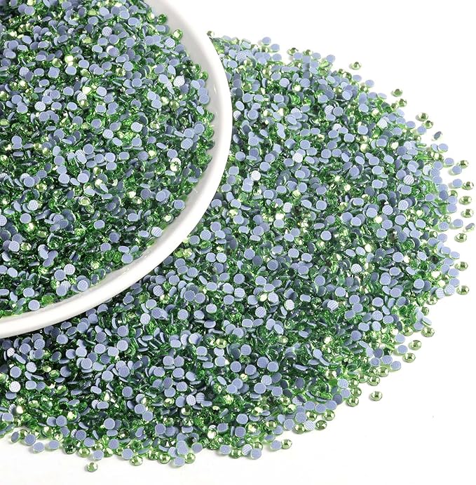 Beadsland Hotfix Rhinestones Bulk, 14400PCS Crystal Hot Fix Rhinestones for Crafts Clothes DIY Decoration, LightGreen, SS10, 2.7-2.9mm