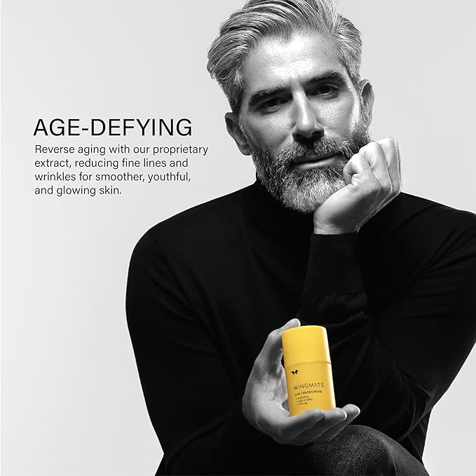 3-in-1 Men's Daily Longevity Face Cream with Sequoia Extract: Hydrating, Wrinkle-Reducing, Firming - Fragrance-Free, 1.7 Fl oz