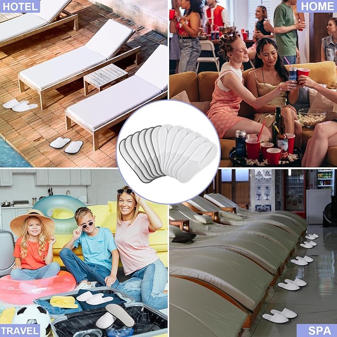 Ramede 80 Pairs Non Slip Disposable Slippers Bulk Hotel Spa Fluffy Closed Toe Indoor Slippers for Guests Men Women Home Wedding Travel Party