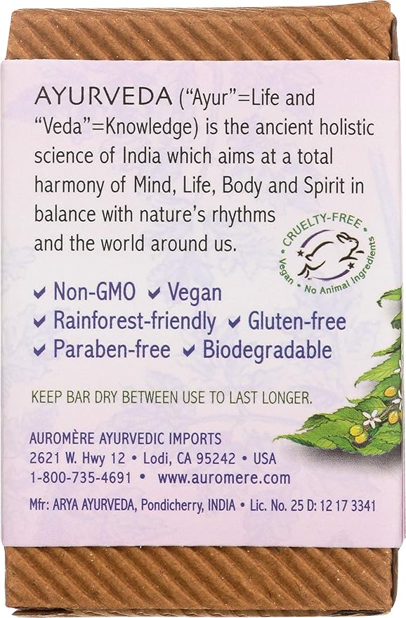 Auromere Ayurvedic Bar Soap, Himalayan Rose - Eco Friendly, Handmade, Vegan, Cruelty Free, Natural, Non GMO (2.75 oz), 1 pack