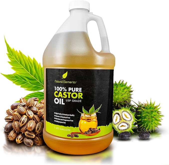 Natural Elements 100% Castor Oil USP Grade | Cold Pressed | Hexane Free | High Purity, Premium Quality