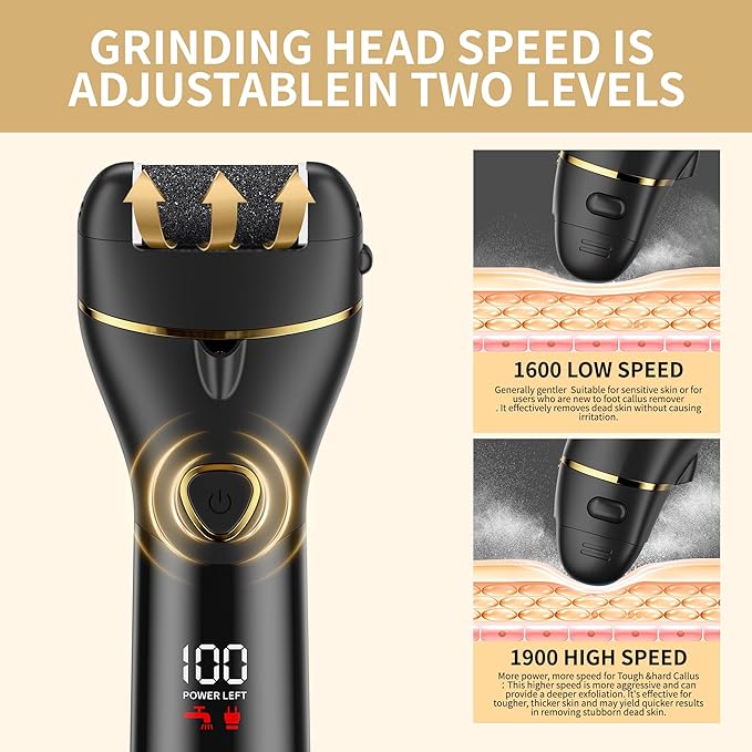 Foot Scrubber Rechargeable,callus Remover For Feet, Electric Foot Callus Remover Kit, Ipx6 Washable Cleaning, 4H Long Battery Life,Professional Pedicure Tools For Dead,hard Cracked Dry Skin Ideal Gift