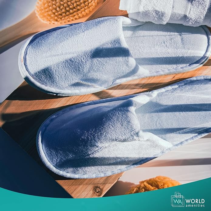 | Premium Spa Slippers Bulk Unisex | Closed Toe, Individually Wrapped | Hotel Slippers