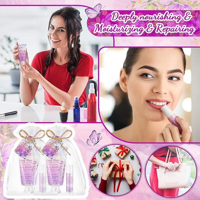 24 Sets Christian Hand Cream and Lip Balm Gift Set Christmas Christian Gift for Women Travel Size Hand Lotion Bible Verse Lip Balm Bulk for Baby Bridal Shower Mom Holiday Gift(Cross)