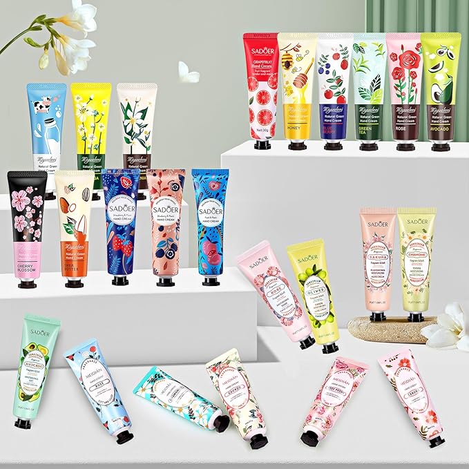 Hand Cream Gifts Set For Women, Easter Basket Stuffers, Bulk Hand Lotion for Dry Cracked Hand, Mini Travel Size Hand Cream, Party Favors Christmas Birthday Mothers Day Gift for Teacher Nurse Coworker