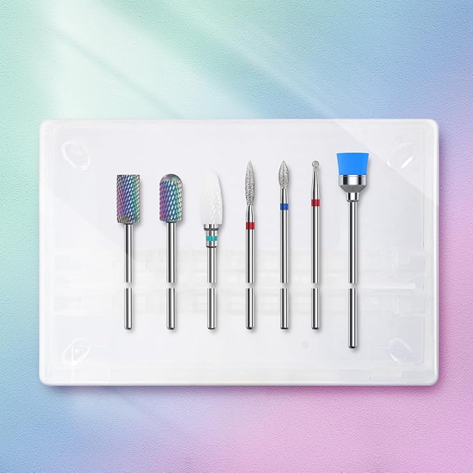 MelodySusie Nail Drill Bits Set, 7Pcs Professional Tungsten Carbide Ceramic Acrylic Nail File Drill Bit for Manicure Pedicure Cuticle Gel Nail Polishing
