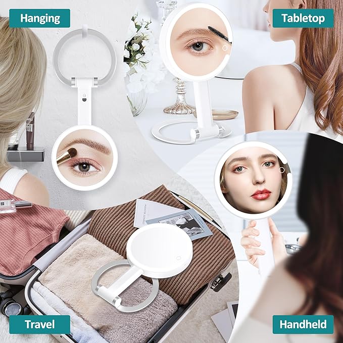B Beauty Planet 20X Magnifying Mirror with Light, Lighted Makeup Mirror with 20X/1X Magnification, 3 Color Light and Adjustable Brightness, 3-in-1 Multifunctional Makeup Mirror with Lights 2000mAh
