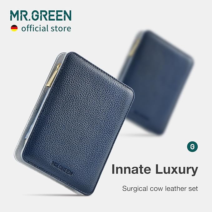 MR.GREEN Innate Luxury Manicure Set Surgical Grade Scissors Stainless nail clipper Kit full grain cow leather package Pedicure (9 in 1 Manicure Set)