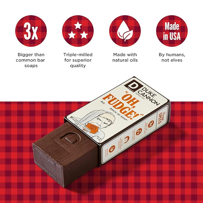 Duke Cannon Supply Co. Big Brick of Soap Bar for Men Holiday Edition - OH Fudge (Cocoa & Spice Scent), 10 oz. (1 Pack)