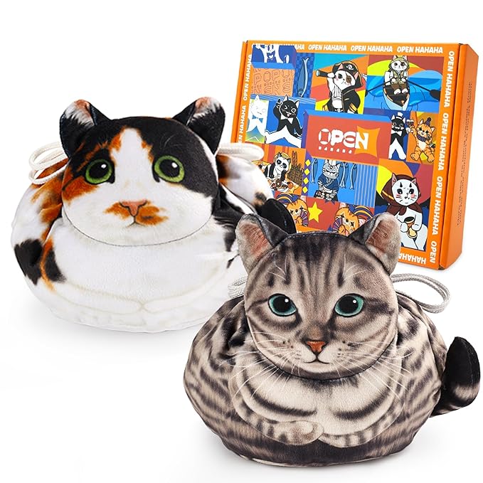 Drawstring Makeup Bag, Cat Makeup Bag, Travel Makeup Organizer, Cosmetic Pouch Bag, Cat Gift for Women, Lay Flat Makeup Bag Gifts for Cat Lovers(2-Pack)