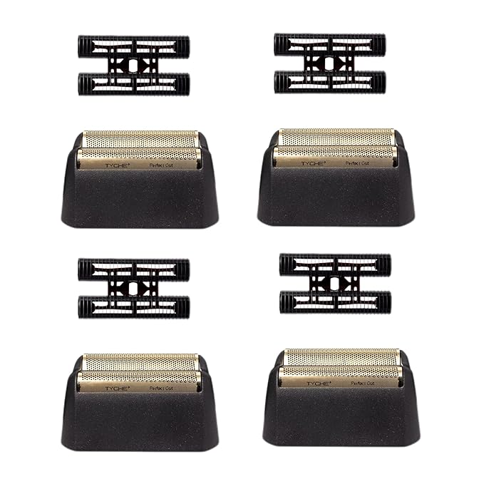 Replacement Foil Professional 5 Star Series Finale Shaver Shaper Super Close and Cutter Bar Assembly Compatible with Wahl Shaver Foil Model 7043-100,7031-100 Replacement Heads(4 Pack Gold)