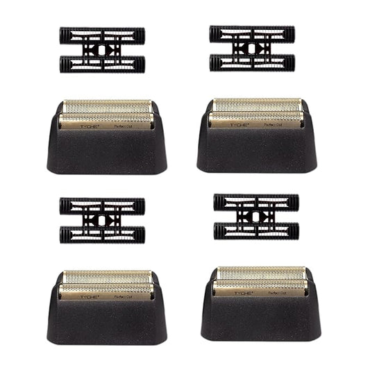 Replacement Foil Professional 5 Star Series Finale Shaver Shaper Super Close and Cutter Bar Assembly Compatible with Wahl Shaver Foil Model 7043-100,7031-100 Replacement Heads(4 Pack Gold)