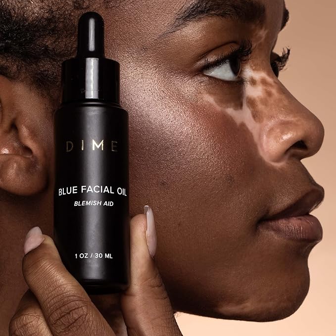 DIME Beauty Blue Facial Oil, Blemish Spot Treatment with Blue Tansy Oil, Black Cumin Seed Oil, Rosehip Oil, and Grapeseed Oil, 1 oz / 30 mL