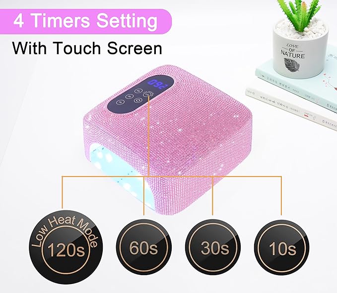 72W Cordless Led Nail Lamp, Rechargeable Nail Dryer, Portable Gel UV Led Nail Light with 4 Timer Setting Sensor, Professional Gel Nail Lights Nail Art Manicure Tools for Home and Salon